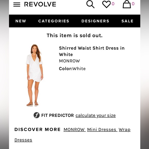 NWT- MONROW x Revolve Shirred Waist Shirt Dress in white - Picture 2 of 14